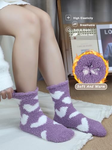 Image of Ginmewrae Fuzzy Socks for Women, Mothers Day Gifts Cozy Warm Fluffy Socks Thick Slipper Socks Birthday Valentine's Day Gifts