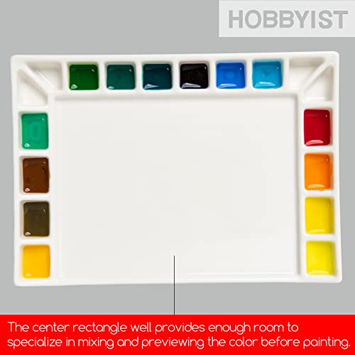 MEEDEN 18-Well Porcelain Watercolour Paint Palette, Mixing Art Ceramic Watercolor Paint Palette for Watercolour Gouache Acrylic Oil Painting, Rectangle 8 by 5-1/2-Inch by MEEDEN - Used condition - Image 5