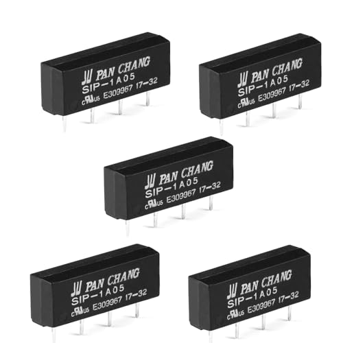 JESSINIE 5PCS SIP-1A05 Reed Switch Relay 5V SIP-1A05 Reed Relay Switch 4 Pins DC Resistance 450~550ohm Normally Open 1A Relay Module