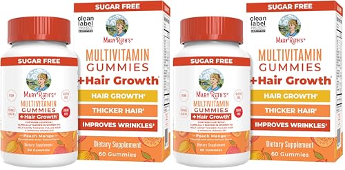 Image of MARYRUTH'S Multivitamin + Hair Growth Gummies | with Lustriva | Biotin 10000mcg | B Vitamins | Formulated for Thicker Hair, Wrinkles, Fine Lines, Skin Care | Ages 18+ | 30 Servings (Pack of 2)