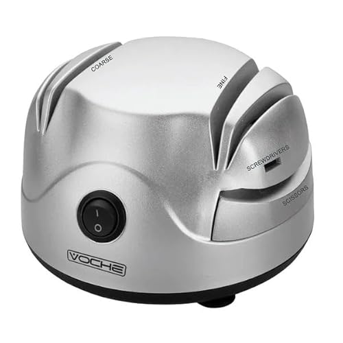 Voche Professional Electric Two Stage Knife Sharpener, Kitchen Scissors and Screwdriver Sharpening Tool, Silver