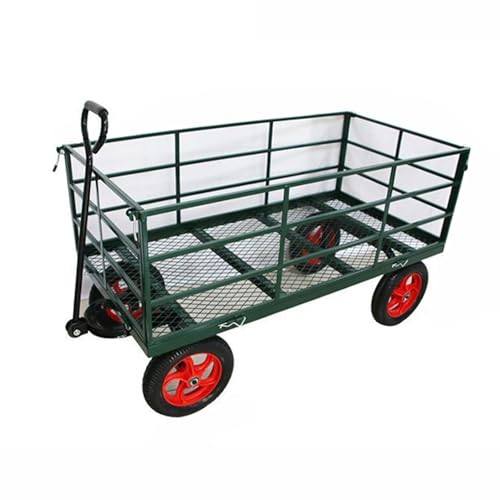 EPTWALS Carro Rodante con Capacidad para 440 Libras de Peso, Ruedas Todo Terreno y Laterales Desmontables, Carros de Jardín para Granjas Almacenes Patio(140x70x48cm)