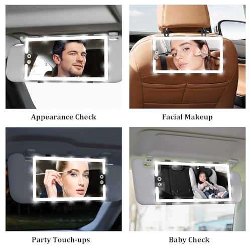 image for saiggnyy Led Sun Visor Vanity Mirror, Upgraded Large Car Mirrors with 