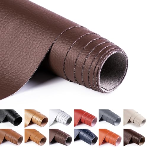 ANMINY Faux Leather Fabric 54" Wide Vinyl Upholstery Fabric by