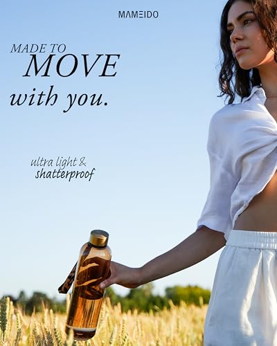 MAMEIDO Water Bottle 1 l, Motivational Time Markings, BPA free, Leak-Proof, Tritan Co-Polyester Plastic water bottle, Sports Bottle (Rich Black)