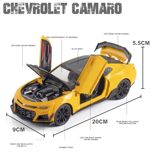 Image of Alokik Enterprise 1:24 Bumblebee Chevrolet Diecast Metal Pull Back Car with 6 Openable Doors with Sound and Light Toy Decoration car Best Gift Toys for Kids 【Colors as Per Stock】