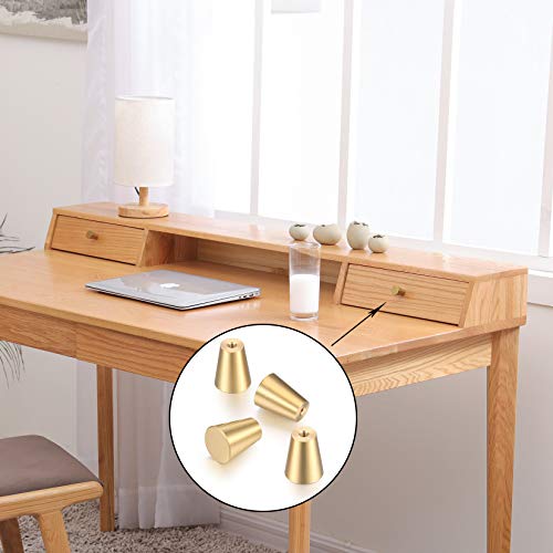 4 Pcs Brushed Brass Cabinet Knobs, Gold Solid Brass Decorative Drawer Dresser Knobs Handles For Kitchen Furniture Cabinets Dresser Drawer Hardware Pure Copper Cone Knobs Handles, 1X0.9 Inch #TOP3