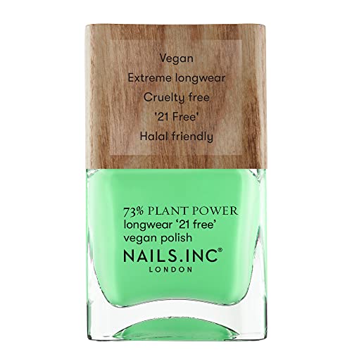 Nails.INC 73% Plant Power Nagellack, langanhaltende Nagelfarbe hält bis zu 10 Tage, schnell trocknend, tierversuchsfrei, vegan, 21-freie Formel, Easy Being Green, 14 ml