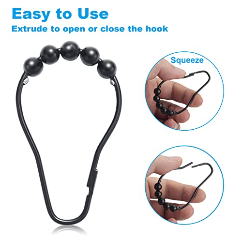 Titanker Shower Curtain Rings, Black Shower Curtain Hooks For Shower Curtain Rust Proof Metal Shower Rings Hooks For Bathroom Shower Curtains Rods Hangers - Set Of 12, Black #TOP3