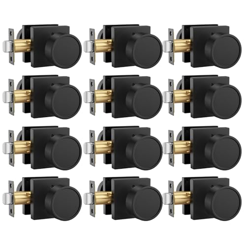 Image of Goldenwarm Black Door Knobs Interior, Privacy Door Knob Zinc Alloy, Matte Black Interior Door Knobs for Bedroom Bathroom, 12 Pack