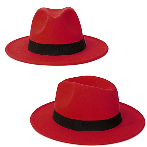 image for FADACHY Classic Fedora Hat for Men & Women Wide Brim Felt Hat Panama D