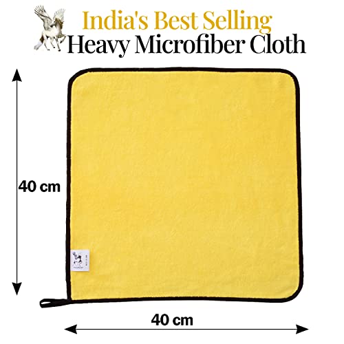 Image of 600 GSM Heavy Microfiber Cloth for Car Cleaning and Detailing, Dual Sided, Extra Thick Plush Microfiber Towel Lint-Free (600GSM, Yellow)