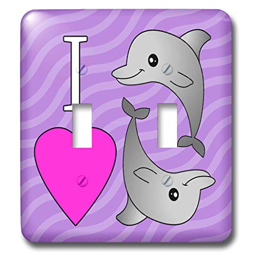 Interruptor doble morado 3dRose soluciona paredes aburridas con diseño de delfines infantil 2