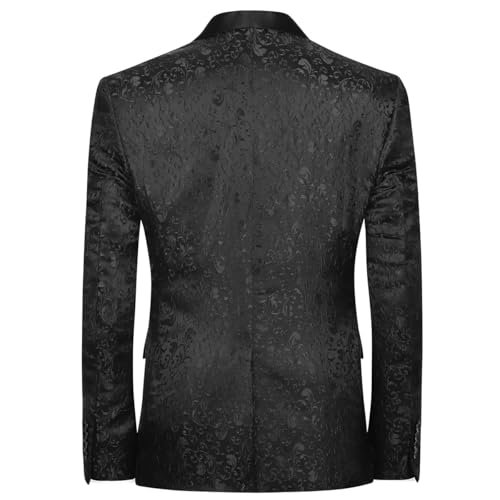 Allthemen Men's Luxury Casual Blazer Slim Fit Paisley Floral Jacquard Suit Jackets Stylish Coats Chic Jackets Black XL - Image 2
