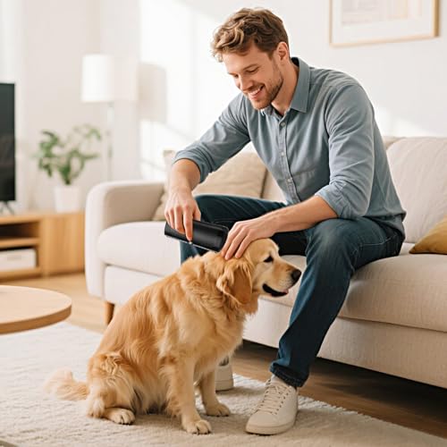 Fellwunder Bürste Hund, Pet Care Brush,Hundebürste Langhaar, Pet Hair Removal,Grooming Combs For Cat and Dog,Pet Hair Removal Brush,Pflegebürste für Hunde und Katzen, Schwarz