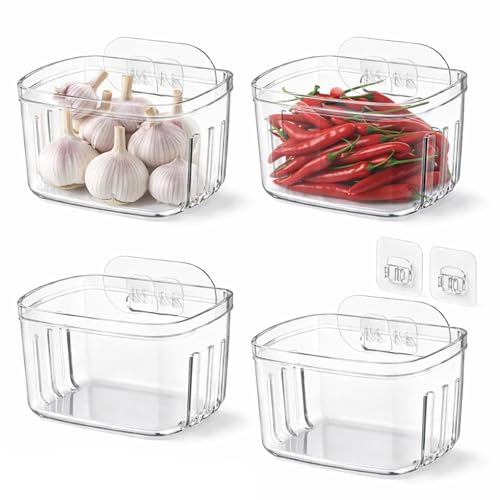 Punorric Cupboard Organiser Set of 4, Kitchen Storage Baskets for Cupboard Door Storage, Wall Basket and Hanging Storage Baskets, Decorative Kitchen Accessories for Vertical Wall Mounted Storage