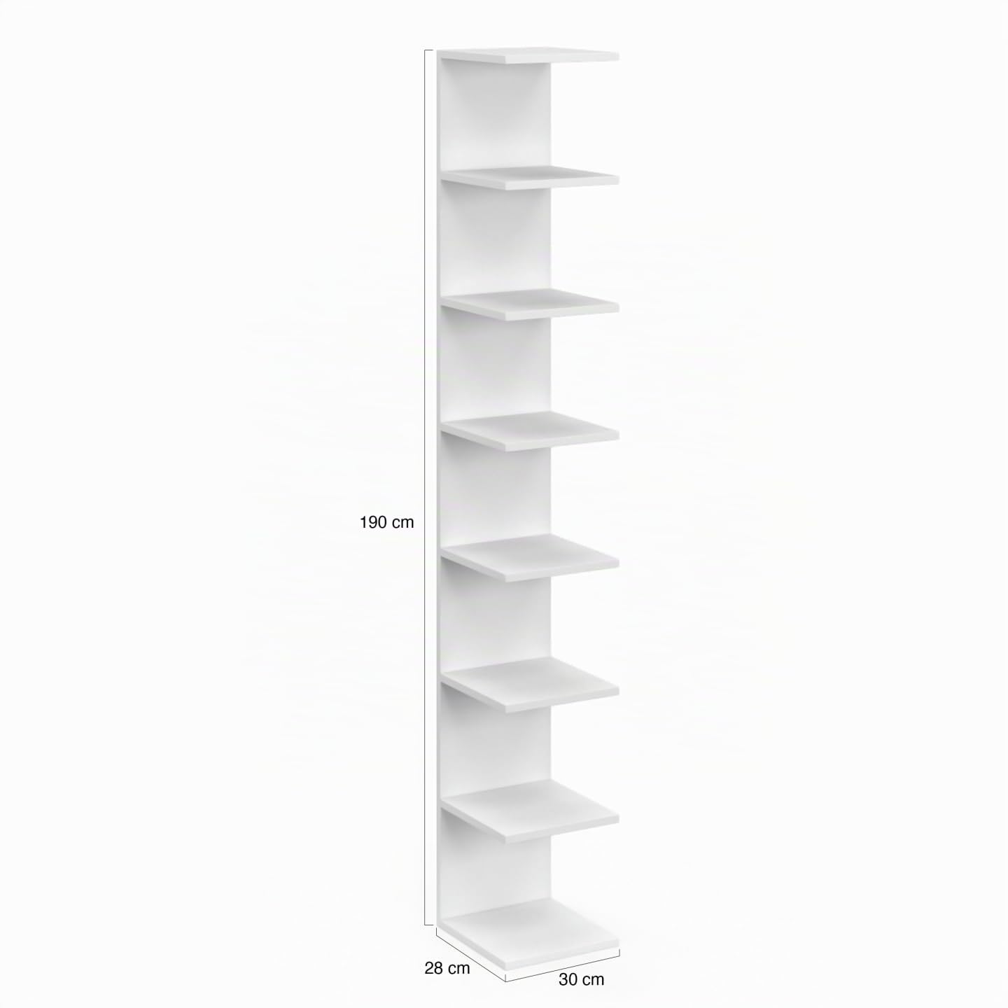 IDMarket - CHIARA scaffale sospeso a doppia posizione, 8 ripiani, bianco 190 cm