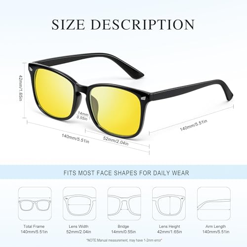 Night Vision Glasses with Yellow Lenses - Anti-Glow Driving Glasses for Men & Women2