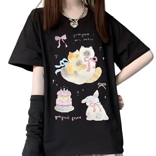 Kawaii Harajuku Cartoon Guitar Girl T-Shirt - Y2K Gothic Soft Raglan Tee For Women | Cute Casual Graphic Top - View #5