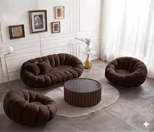 Image of CRAFTCITY 5 Seater Pumpkin Sofa Set /Premium Modern Tufted Living Room Furniture Collection