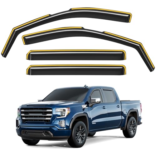 in-Channel Window Rain Guards Fit for Truck Chevy Silverado/GMC Sierra 2500HD/3500HD 2020-2025 Crew Cab, Extra Durable Window Deflectors Vent Visors Shades Exterior Car Accessories