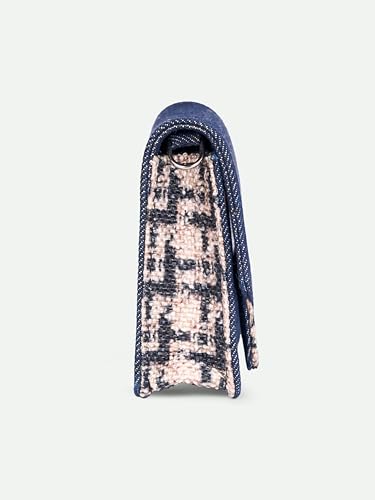 Image of ZOUK Tovi Mini Bag Wallet | Stylish Vegan Denim Crossbody Wallet for Women with Card Slots & Water-Resistant Lining | Handcrafted Small Sling Bag with Silver Chain Strap | Carter Checks