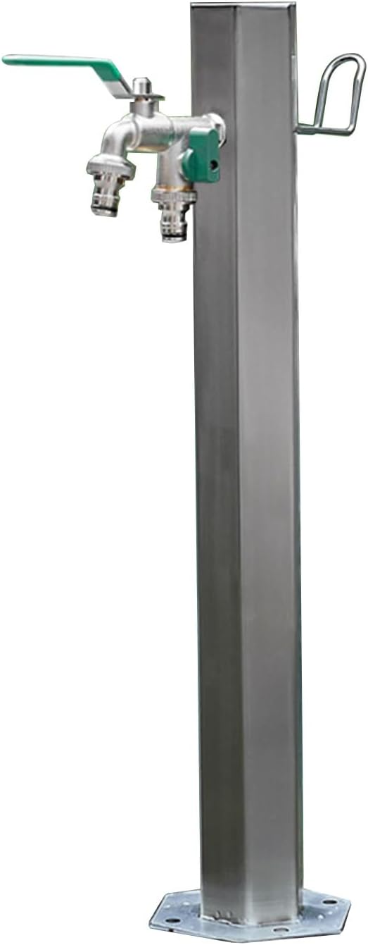Faucet Column Stainless Steel Outdoor Water Column with Double Outlet Faucet, Freestanding Floor Antifreeze Spigot, Garden Fountain with Tap for Farm (86x20.5cm/33.9x8.1in)