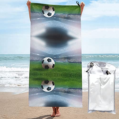 HUANJIE Close Up Of A Football Ball On A Full Stadium Microfibre Beach Towel, Large Bath Towel Lightweight Towels For Travel, Swimming, Camping, Gym Yoga, Holiday