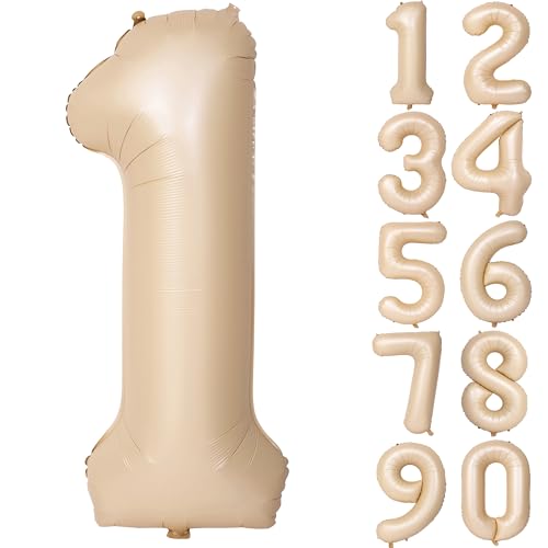 Image of 40 In Caramel Number Balloons 1 Helium Foil Mylar Balloon
