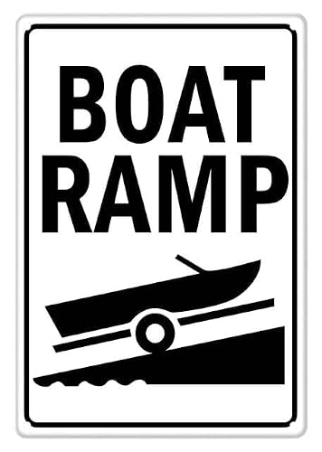 Boat Ramp Aluminum Tin Sign 12"x8" For Boat Owners, Waterfront Staff - Home Kitchen Wall Decor