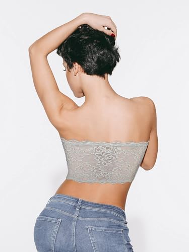 4 Pieces Women's Lace Bandeau Bra Strapless Bralette Seamless Crop Tube Top2