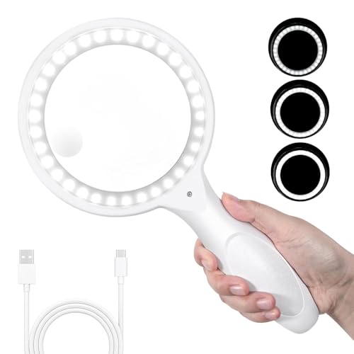 Ntrjtrss loupe de Lecture 60X 30X 33LED Loupe Grossissante avec Lumière USB Rechargeable 3 Modes D'éclairage Loupe Lumineuse