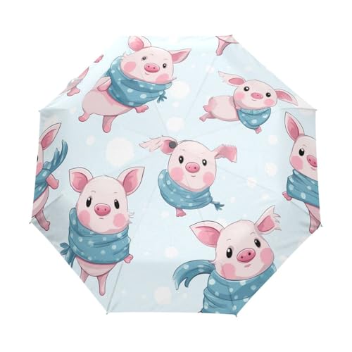 Parapluie bleu cochon automatique compact et léger pour femme GAIREG