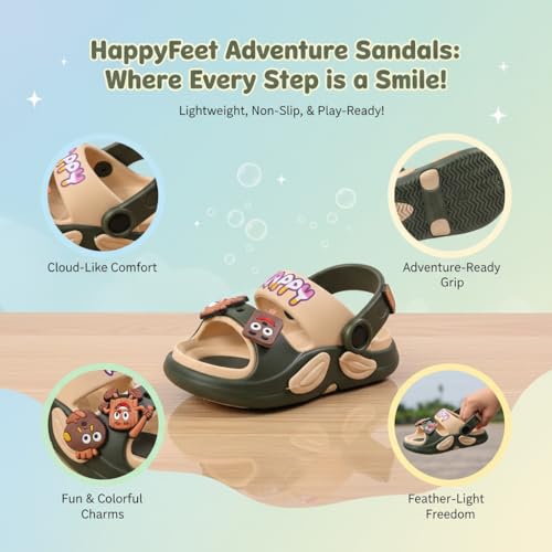 Image of GLJ Kids Comfort Clogs Sandals for Boy and Girl, 1 to 14 Years, Two-Strap Design, Easy to Wear Slip On, Dust and Waterproof, 1100