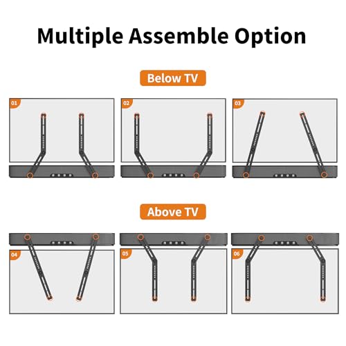 Image of XINLEI Universal Sound Bar Mounts with Detachable Long Extension Plates Fits Most 23 to 65 Inch TVs Soundbar TV Mount Bracket Above or Under TV, up to 22 lbs SBR303