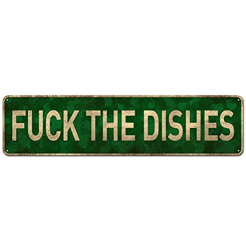 CIVOTIL Fuck The Dishes Rustic Tin Sign, 4" x 16"