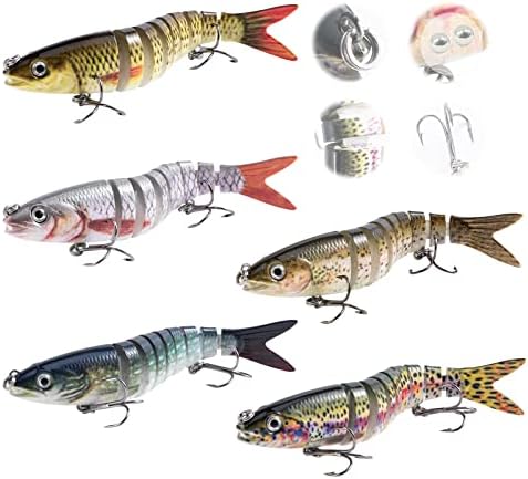 Goture Bass Fishing Lures, Jointed Swimbaits for Bass Fishing,Slow Sinking Swimming Bait,Topwater Fishing Lures for Freshwater Saltwater,Segment Swimming Lures, Bass Lures Kit