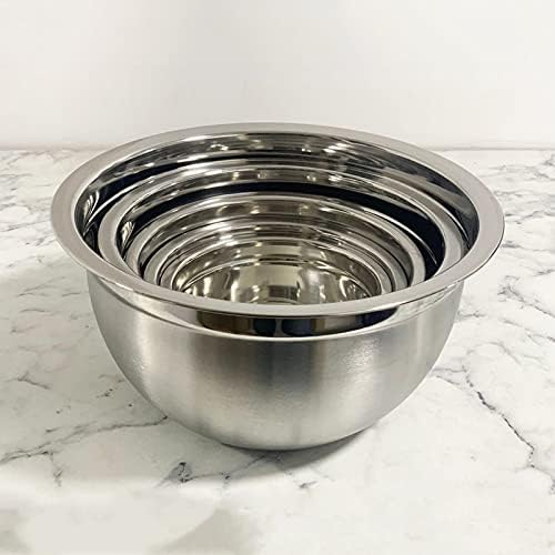 Dashkart Mixing Bowls Set - 5-Piece, Easy-Grip, Stainless Steel Mixing Bowls for Baking, Cooking, Salad & Food Prep - Large, Medium and Small Metal Nesting Bowls with Lids