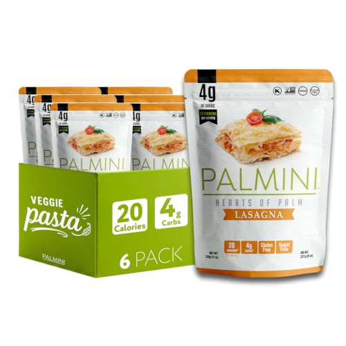 Palmini Lasagna Noodles | Low-Carb, Low-Calorie, Hearts of Palm Pasta | Keto, Gluten Free, Vegan, Non-GMO, Plant Based Pasta, Healthy Noodles | Seen on Shark Tank |(12 Ounce - Pack of 6)