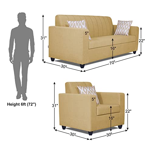 Image of Adorn India Rio Highback 3+1+1 5 Seater Sofa Set (Beige) (3 Year Warranty)