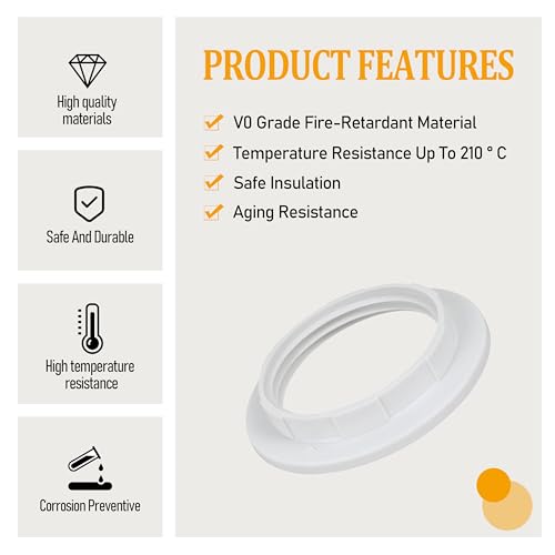 Image of E27 /E26 Universal Lamp Holder Dustproof Fixing Ring Compatible with Glass Lampshade /Lamp Fixture Buckle Ring Lampshade Locking Ring Accessories White 5Pcs