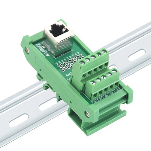 Conector vertical RJ45 para solucionar fallos de conexión y ordenar cables en riel DIN 6