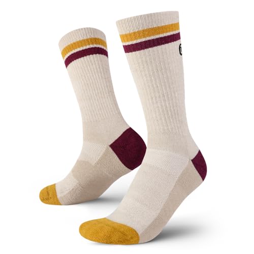 Outway Everyday Merino Wool Crew Socks, Moisture-Wicking Athletic Calf Socks with Arch Support for Women and Men