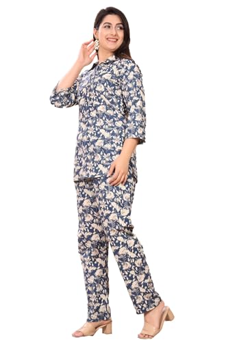 Image of Kuruti B Sheets Women's Printed Night Suit Set | Soft & Breathable Top and Pyjama Set for Women | Stylish Relaxed Fit Sleepwear for Everyday Comfort | Perfect Lounge Wear for Home & Travel