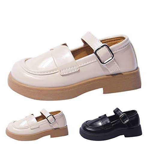 Fashion Spring and Summer Children Casual Shoes Girls Leather Shoes Dress Shoes Thick Winter Fashion for Toddler Girls (Beige, 4.5-5 Years Toddler)3