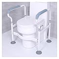 BESNUT Toilet Safety Rails Frame for Elderly with Handles Stand Alone Bathroom Assistance Grab Bars Arms for Seniors, Handicap, Disabled, Width & Height Adjustable, Fit Any Toilet