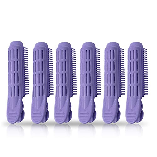 6 Pack Instant Hair Volumizing Clips For All Hair Types - Hair Root Volume Clip Hair Curler Clip Volumizing Hair Root Clip DIY Natural Curler Clamps Rollers Fluffy Hair Roots Styling Tool (Purple)