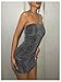 MakeMeChic Women's Sparkly Strapless Dress Bodycon Party Sexy Mini Dresses Silver Medium
