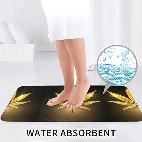 Golden Cannabis Print Rug Mats Pads Badvorleger Badezimmerteppich Set 3 Stück + Konturteppich + Toilettendeckelbezug – Bild 7