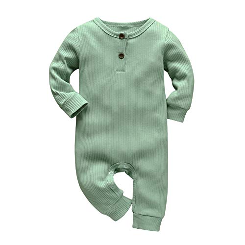 Image of Eghunooy Baby Boy Girl Solid Color One Piece Romper Jumpsuit Outfits Clothes